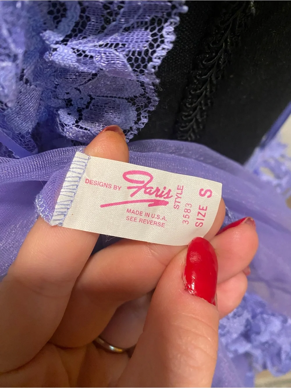 Vintage Sheer Lavender Ruffled Babydoll Camisole With Lace, Ribbons, Small - Picture 3 of 7